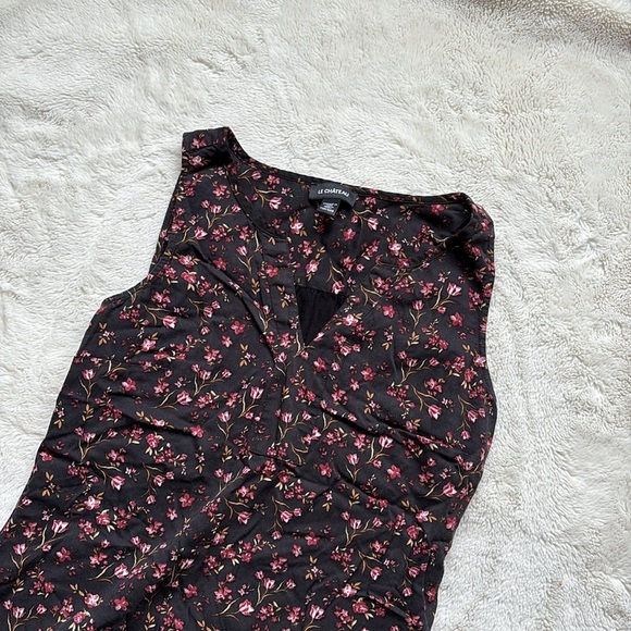 Le Château Black Floral Sleeveless Blouse - Size XXS - Picture 3 of 5